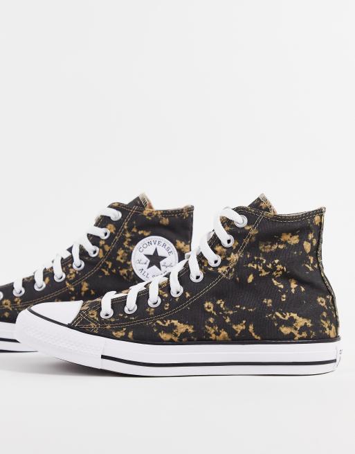 Converse Chuck Taylor All Star Hi dip dye washed trainers in black | ASOS