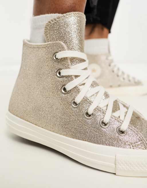 Converse – Chuck Taylor All Star Hi – Glitzernde Sneaker in Goldoptik, 2 von 4