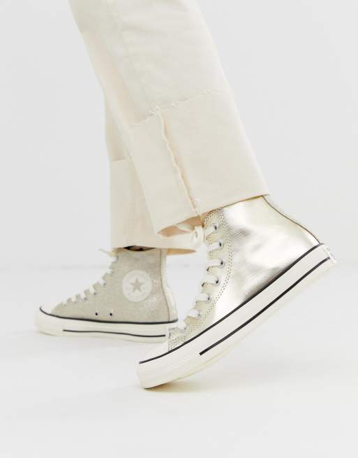 Converse chuck taylor all star hi gold glitter sneakers | ASOS