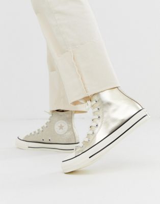 Converse chuck taylor all star hi gold glitter trainers | ASOS
