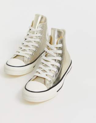 Converse chuck taylor all star hi gold glitter trainers | ASOS