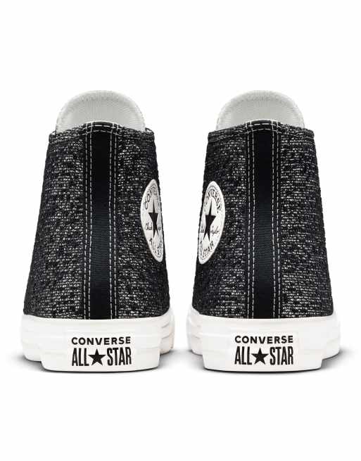 Hi Star sneakers in white knit with silver knit star and black knit heel tab