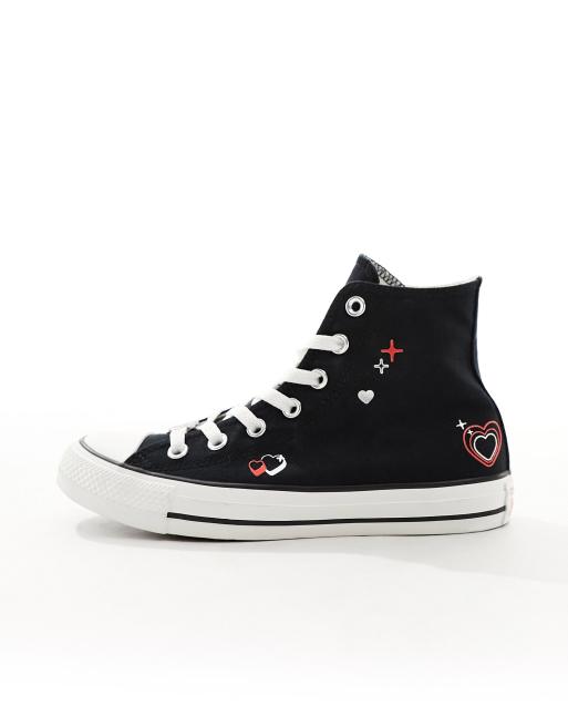 Converse Chuck Taylor All Star Hi heart trainers in black BLACK