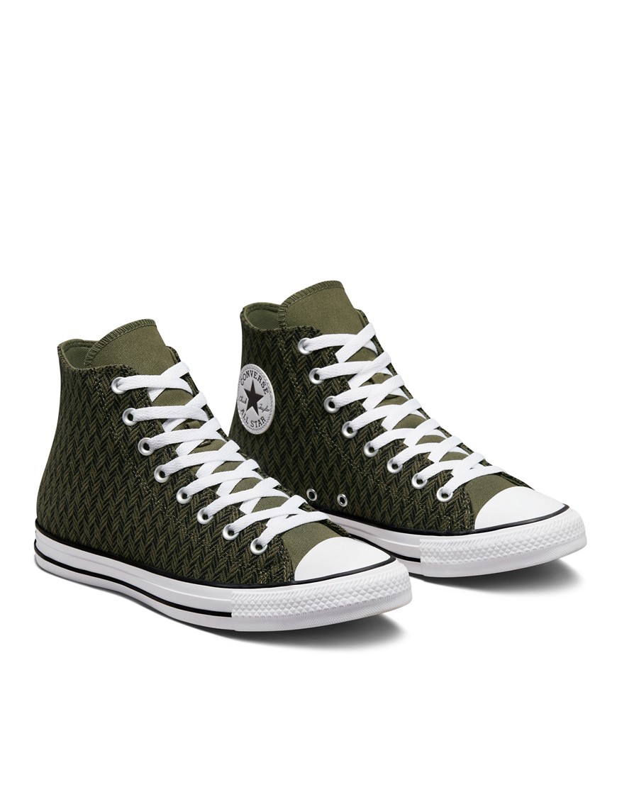 Converse Chuck Taylor All Star Hi herringbone sneakers in dark green