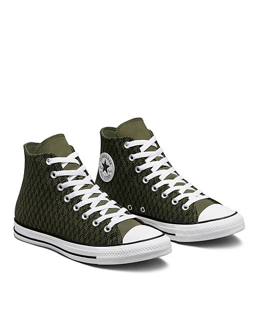 Converse Chuck Taylor All Star Hi herringbone sneakers in dark green | ASOS