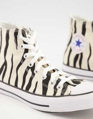 Converse Chuck Taylor - All Star Hi - Hoge sneakers met zebraprint in ecru | ASOS