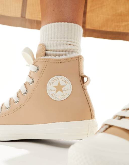 Converse Chuck Taylor All Star Hi Hohe Ledersneaker in Beige