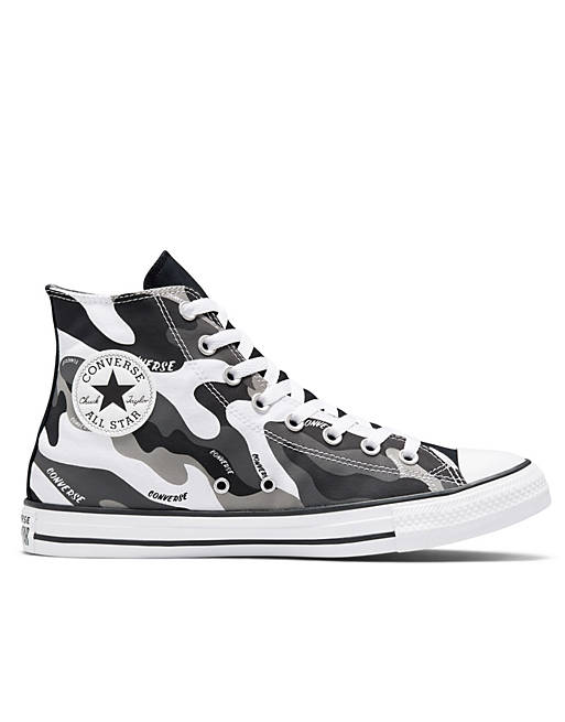 Converse Chuck Taylor All Star Hi Hybrid Camo print canvas sneakers in  black/gray | ASOS