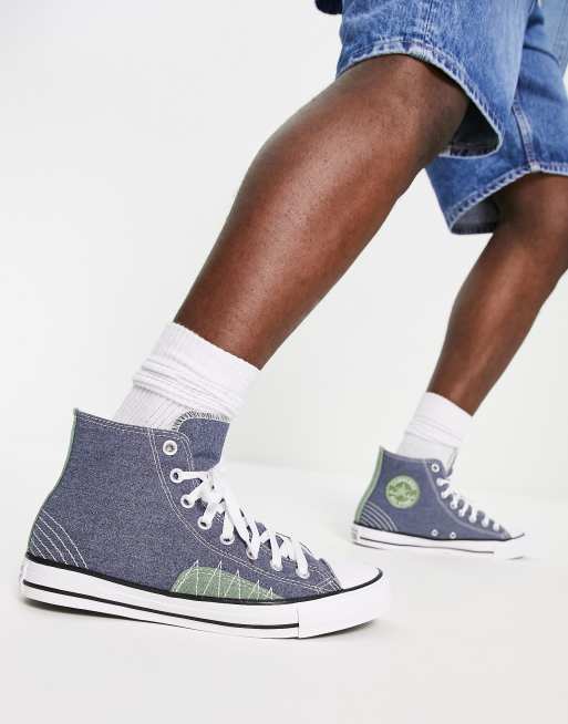 Converse – Chuck Taylor All Star Hi – Knöchelhohe Canvas-Sneaker in Blau mit Ziernaht, 4 von 4