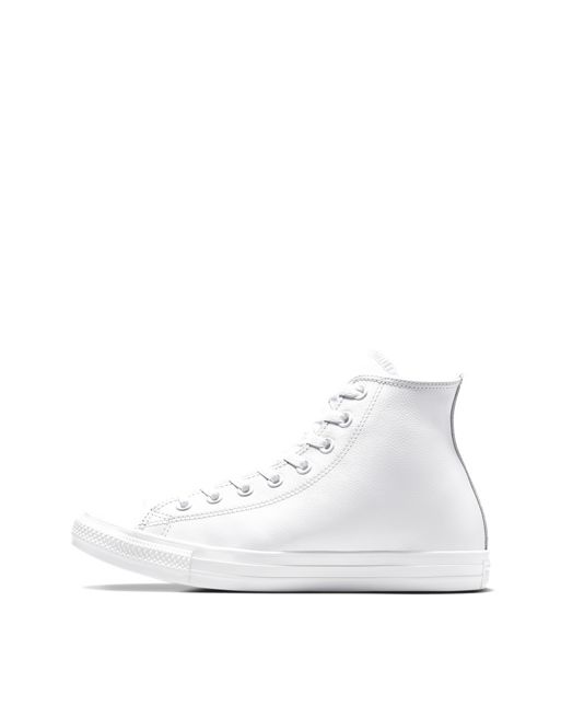 Converse Chuck Taylor All Star Hi leather in white monochrome