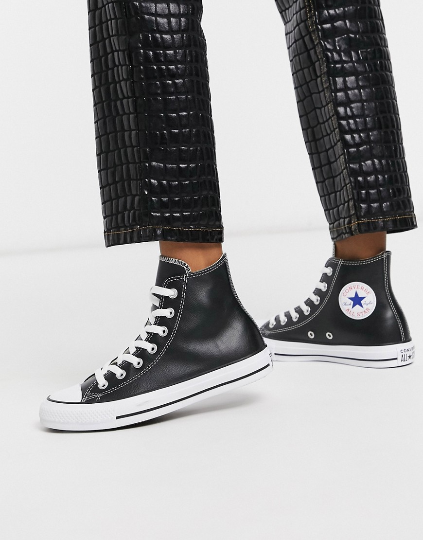 Converse Chuck Taylor All Star Hi leather sneakers in black