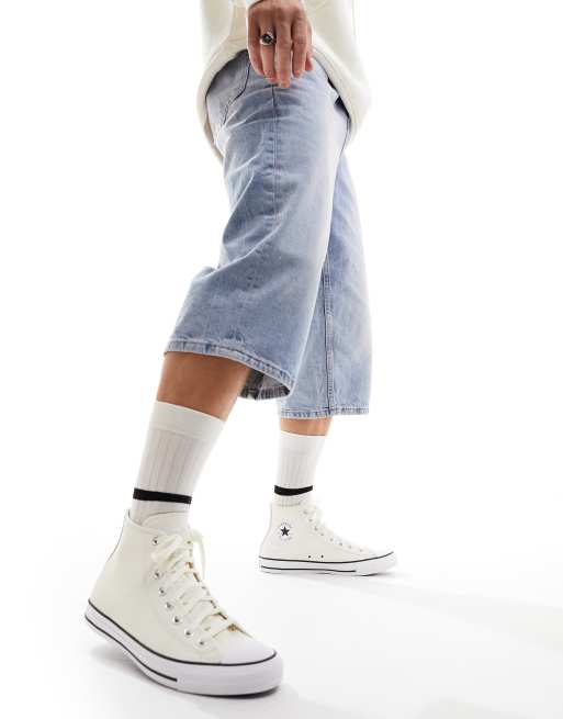 anspændt Ingen kolbøtte Converse Chuck Taylor All Star Hi leather sneakers in cream | ASOS