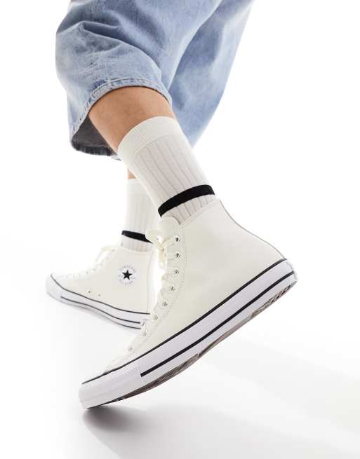 anspændt Ingen kolbøtte Converse Chuck Taylor All Star Hi leather sneakers in cream | ASOS