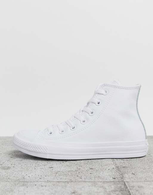 Converse Chuck Taylor All Star Hi leather sneakers in white mono