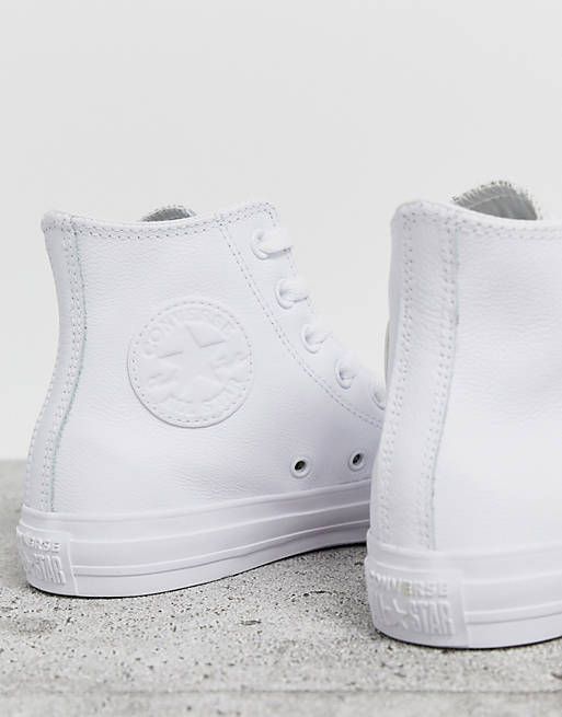 Converse Chuck Taylor All Star Hi leather sneakers in white mono طاولات صغيره