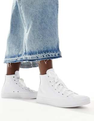 Converse Star Chuck Hi Mens Mono Leather Trainers | ModeSens