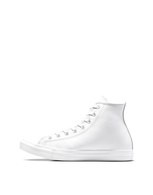 Converse Chuck Taylor All Star Hi leather sneakers in white monochrome