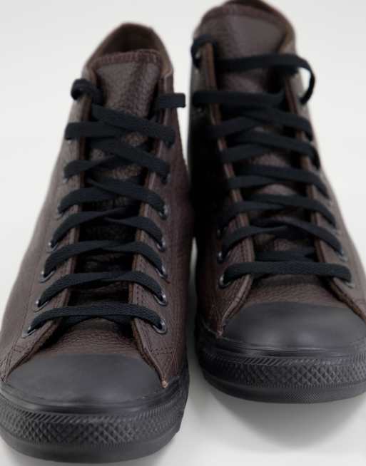 Converse Chuck Taylor All Star Hi leather trainers in dark brown