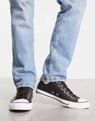 Converse Chuck Taylor All Star Hi leather trainers in dark brown - ASOS Price Checker