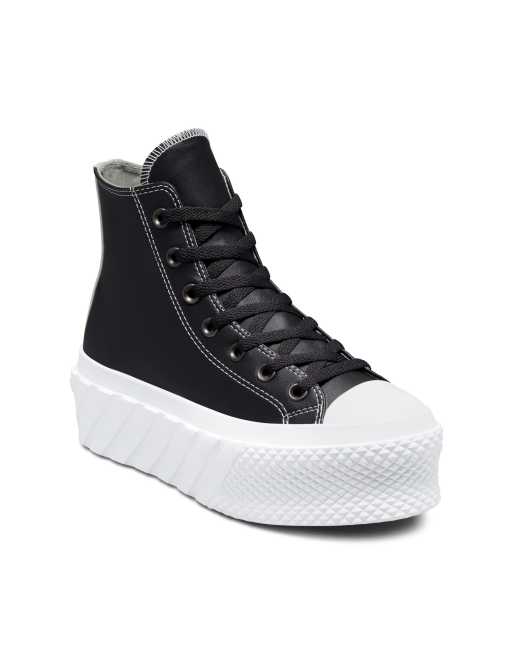 Leather on sale platform converse