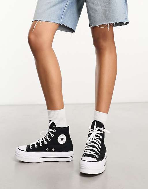 Converse Chuck Taylor All Star Hi Lift canvas platform sneakers in black تاج ورد Converse Chuck Taylor All Star Hi Lift canvas platform sneakers in black تاج ورد