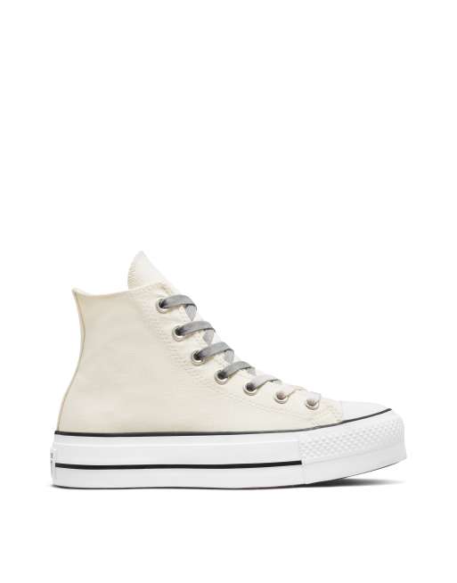 Converse Taylor All Star Hi Lift canvas platform sneakers egret |