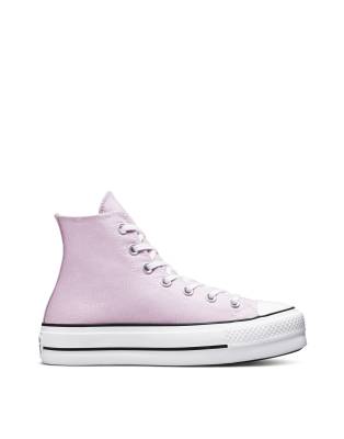 CONVERSE CHUCK TAYLOR ALL STAR HI LIFT CANVAS PLATFORM SNEAKERS IN PALE AMETHYST-PINK