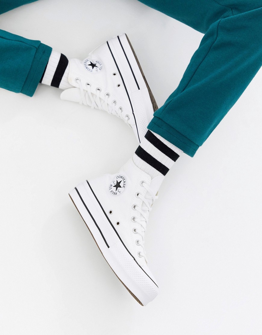 Converse Chuck Taylor All Star Hi Lift canvas platform sneakers in white