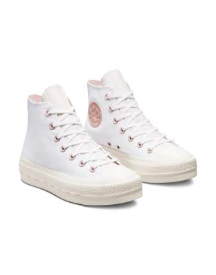 Converse Chuck Taylor All Star Hi Lift Crafted Folk platform sneakers in white