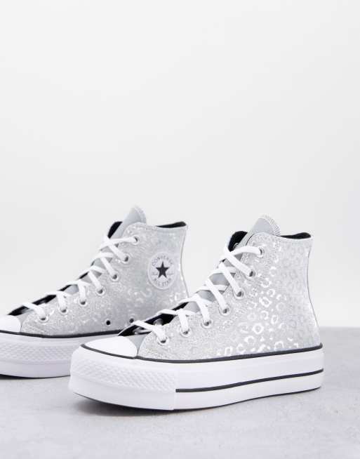 White and shop silver converse