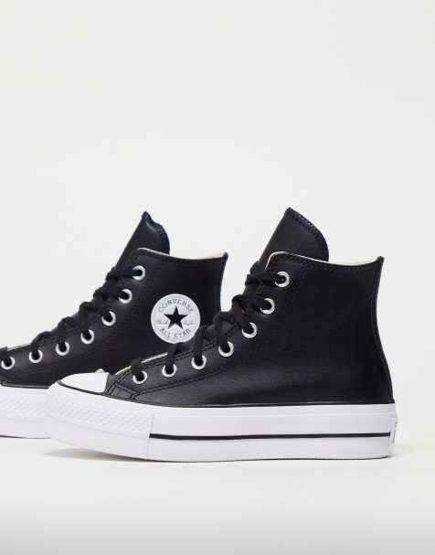 Converse – Chuck Taylor All Star Hi Lift – Hohe Sneaker aus schwarzem Leder mit Plateausohle - view 1