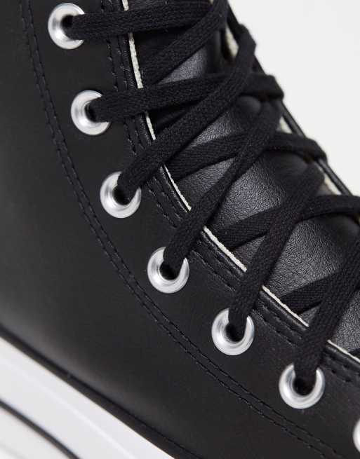 Converse – Chuck Taylor All Star Hi Lift – Hohe Sneaker aus schwarzem Leder mit Plateausohle, 4 von 4