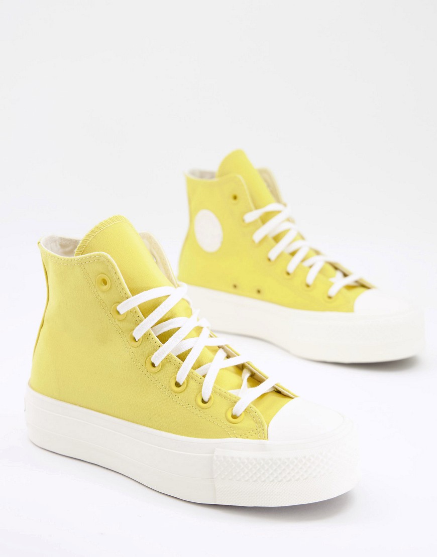 Converse Chuck Taylor All Star Hi Lift Hybrid Texture canvas platform sneakers in saturn gold-Yellow