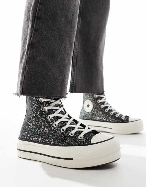 Converse Chuck Taylor All Star Hi Lift Sneaker in glitzerndem Schwarz ASOS