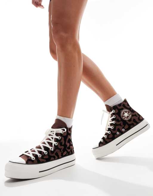 Converse – Chuck Taylor All Star Hi Lift – Sneaker in Schwarz und Braun mit Tierfellmuster , 3 von 5