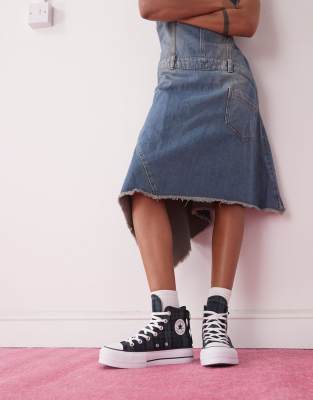 Converse - Chuck Taylor All Star Hi Lift - Sneaker mit Schottenkaros in Marineblau und Grün