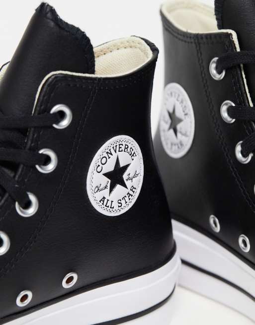 Converse - Chuck Taylor All Star Hi Lift - Sneakers alte in pelle nera con plateau, 2 di 4
