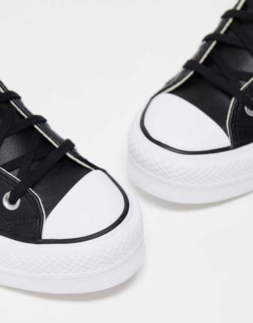 Converse - Chuck Taylor All Star Hi Lift - Sneakers alte in pelle nera con plateau, 3 di 4