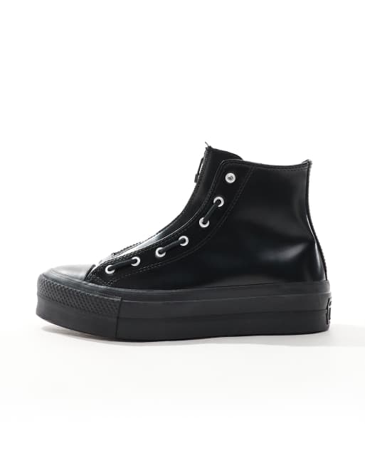 Converse - Chuck Taylor All Star Hi Lift - Sneakers alte nere in pelle, 2 di 5