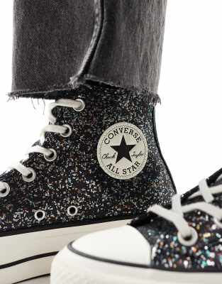 Converse Chuck Taylor All Star Hi Lift sneakers in black glitter