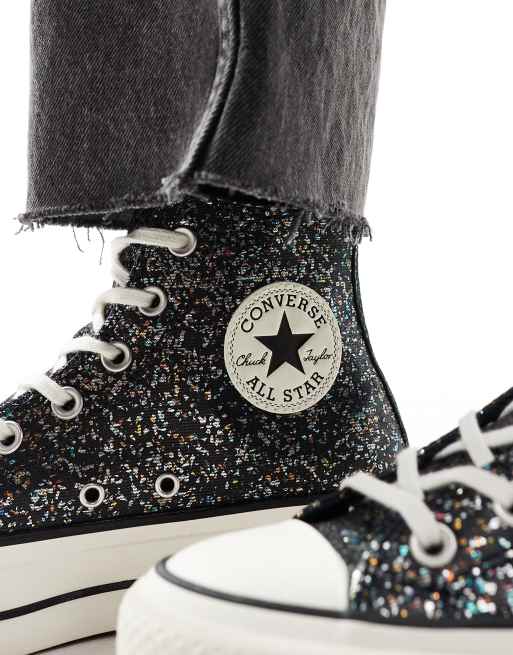 Converse Chuck Taylor All Star Hi Lift sneakers in black glitter