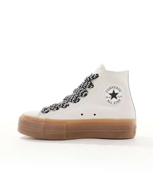 Converse Chuck Taylor All Star Hi Lift sneakers in white with gum sole