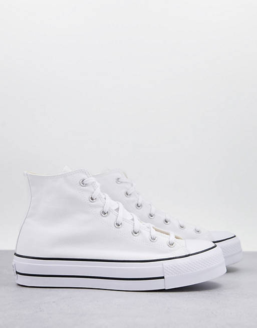 Converse Chuck Taylor All Star Hi Lift stacked sole sneakers in white