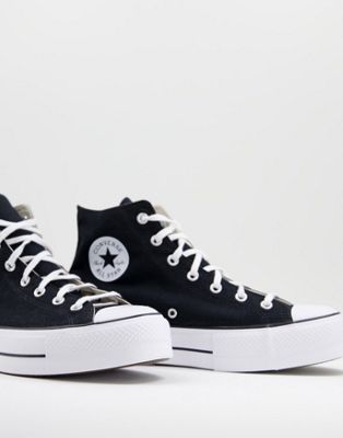 Converse Chuck Taylor All Star Hi Lift stacked sole trainers in black - ASOS Price Checker