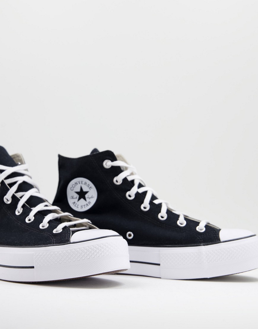 converse chuck taylor all star hi lift stacked sole trainers in black