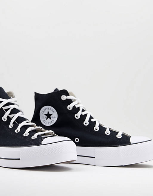 Converse Chuck Taylor All Star Hi Lift stacked sole trainers in black | ASOS