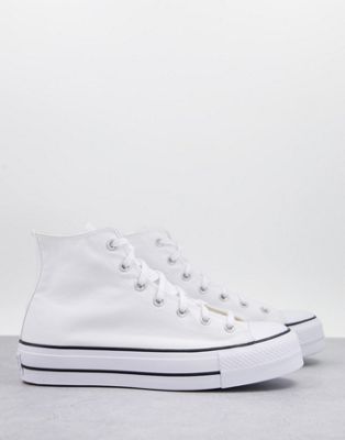 Converse Chuck Taylor All Star Hi Lift stacked sole trainers in white - ASOS Price Checker