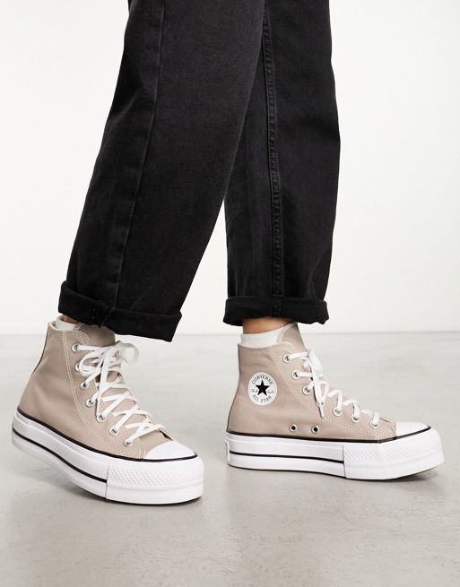Converse – Chuck Taylor All Star Hi Lift – Szarobeżowe buty sportowe za kostkę