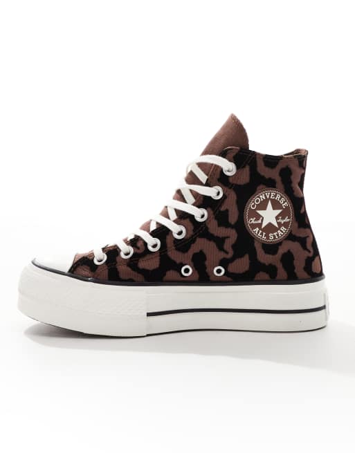 Converse Chuck Taylor All Star Hi Lift trainers in black and brown animal print  - BLACK, 2 of 5