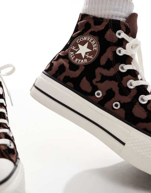 Converse Chuck Taylor All Star Hi Lift trainers in black and brown animal print  - BLACK, 4 of 5